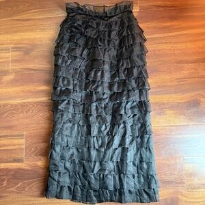 J MCLAUGHLIN Silk Ruffles Long Skirt Size 8